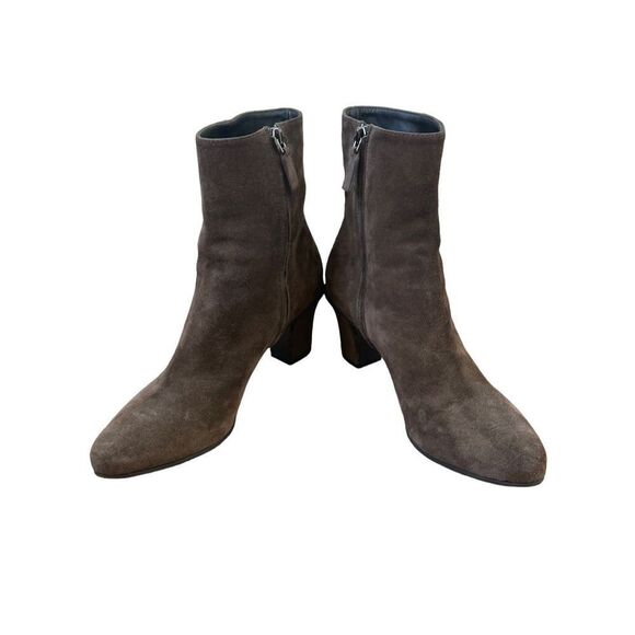 Prada Suede Almond Toe Mid Heel Ankle Boots Womens Brown Size 36 - Picture 5 of 6